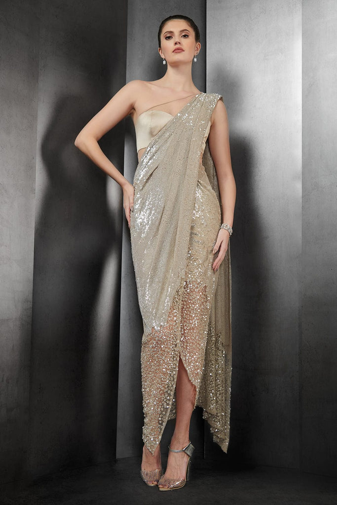 FULLY SEQUIN DRAPED FITTED SAREE