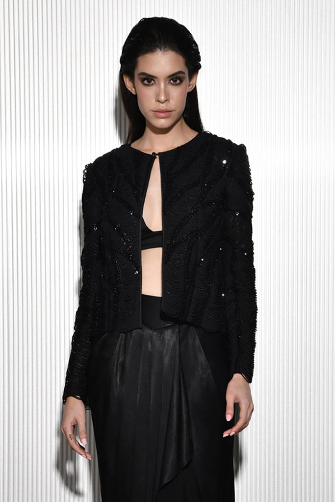 Black Crystal Embroidered Jacket