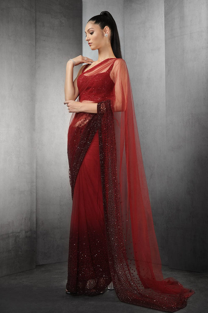 TULLE WITH BORDER EMBROIDERY SAREE